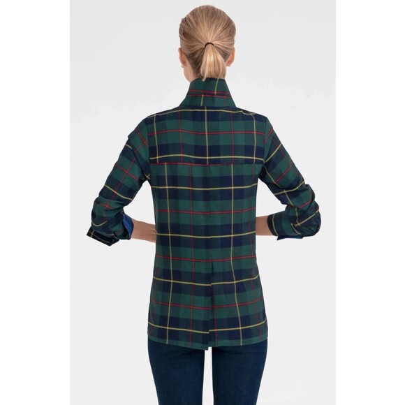 Gretchen Scott Comfy Cozy Shirt Green Plaidly Cooper Size XXL Goddess EUC - Picture 2 of 10